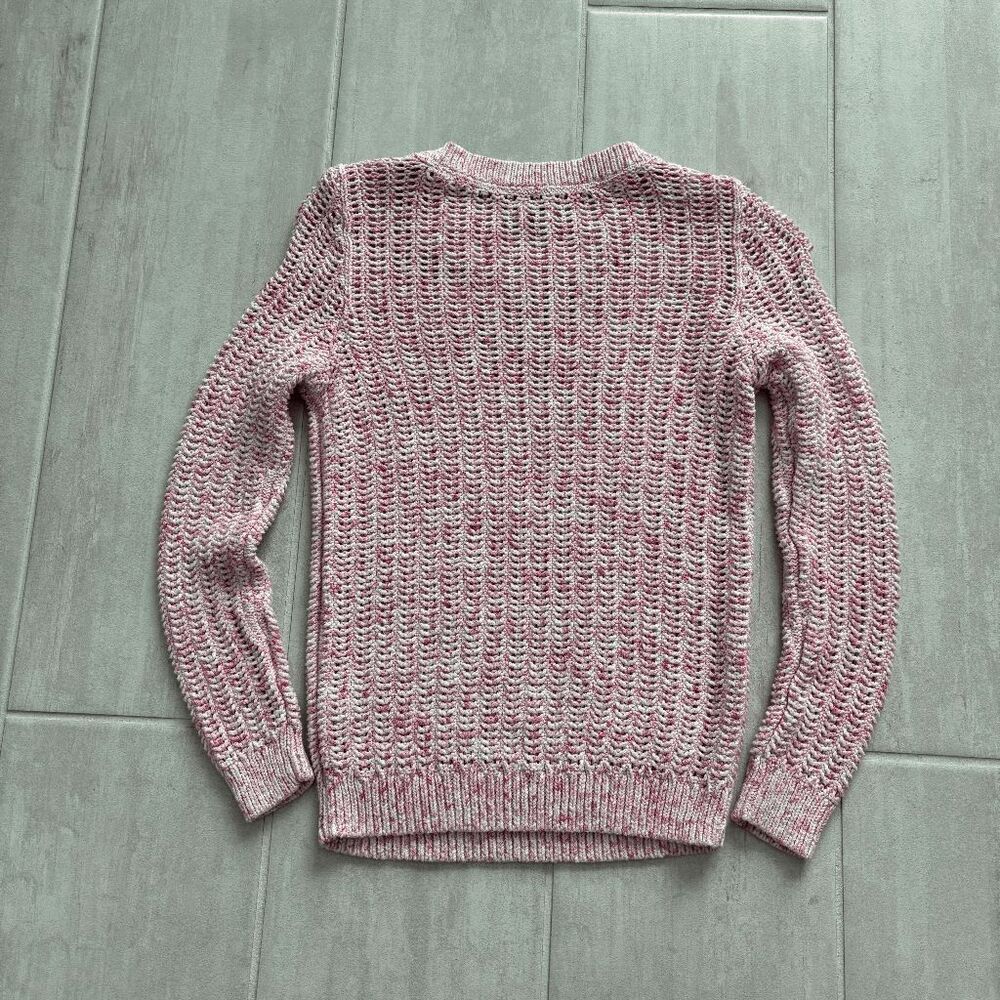 Talbots Open Knit Sweater Petite S 100% Cotton Pink Pullover Crewneck Barbie - Picture 5 of 7